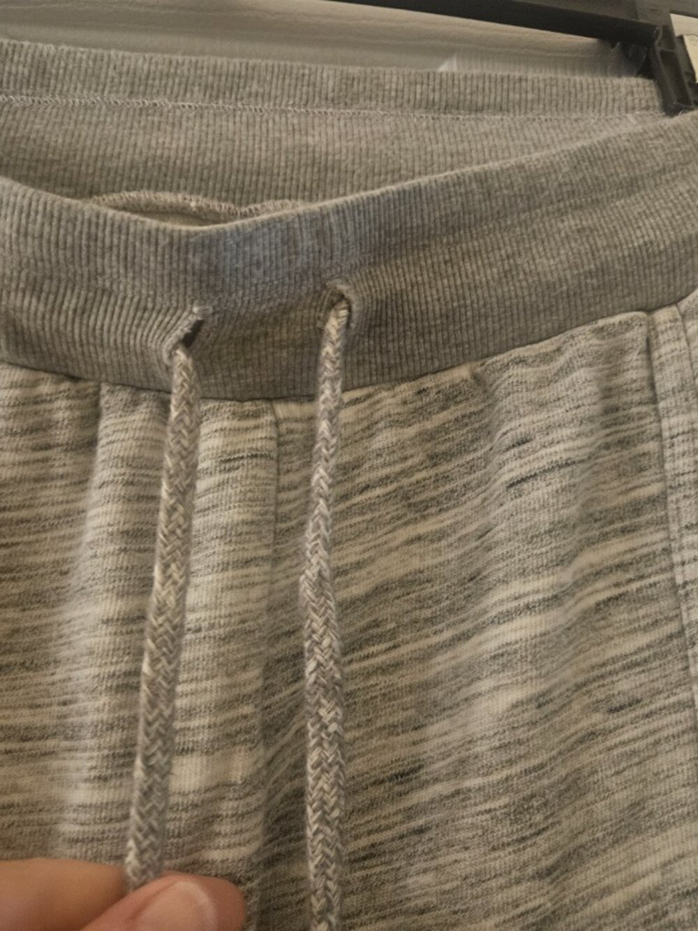 Grey white fleck Slouchy Comfy gym elastic drawstring waist pockets L - Picture 7 of 8
